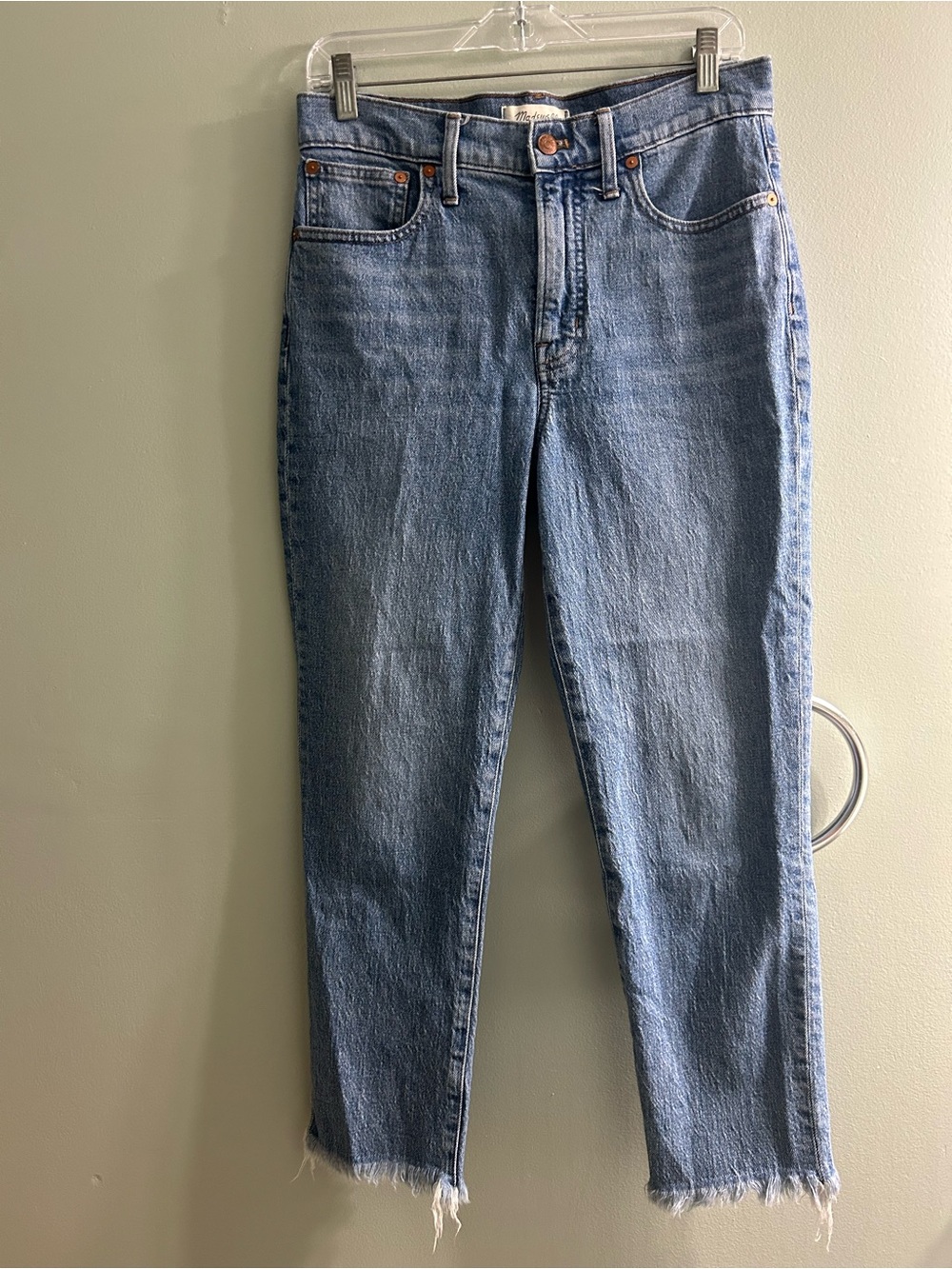 Madewell the perfect vintage Jean high rise raw hem medium wash